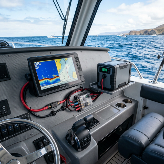 Esquema de instalación de sonda Garmin alimentada por batería de litio de alta densidad