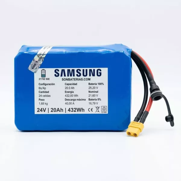 Detalle de la construcción hermética de la batería de ion litio 24V 20Ah diseñada para jornadas largas de pesca