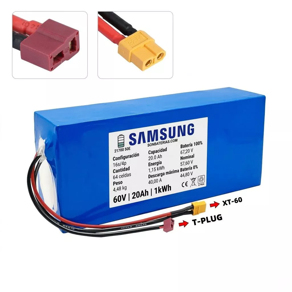 Batería de litio 60V 20Ah de alta descarga para patinetes eléctricos de doble motor