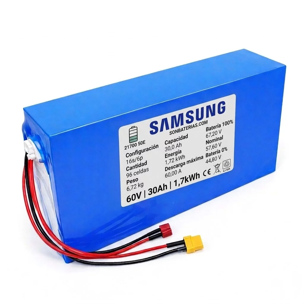 Batería de litio 60V 30Ah con celdas Samsung para patinetes eléctricos de larga autonomía